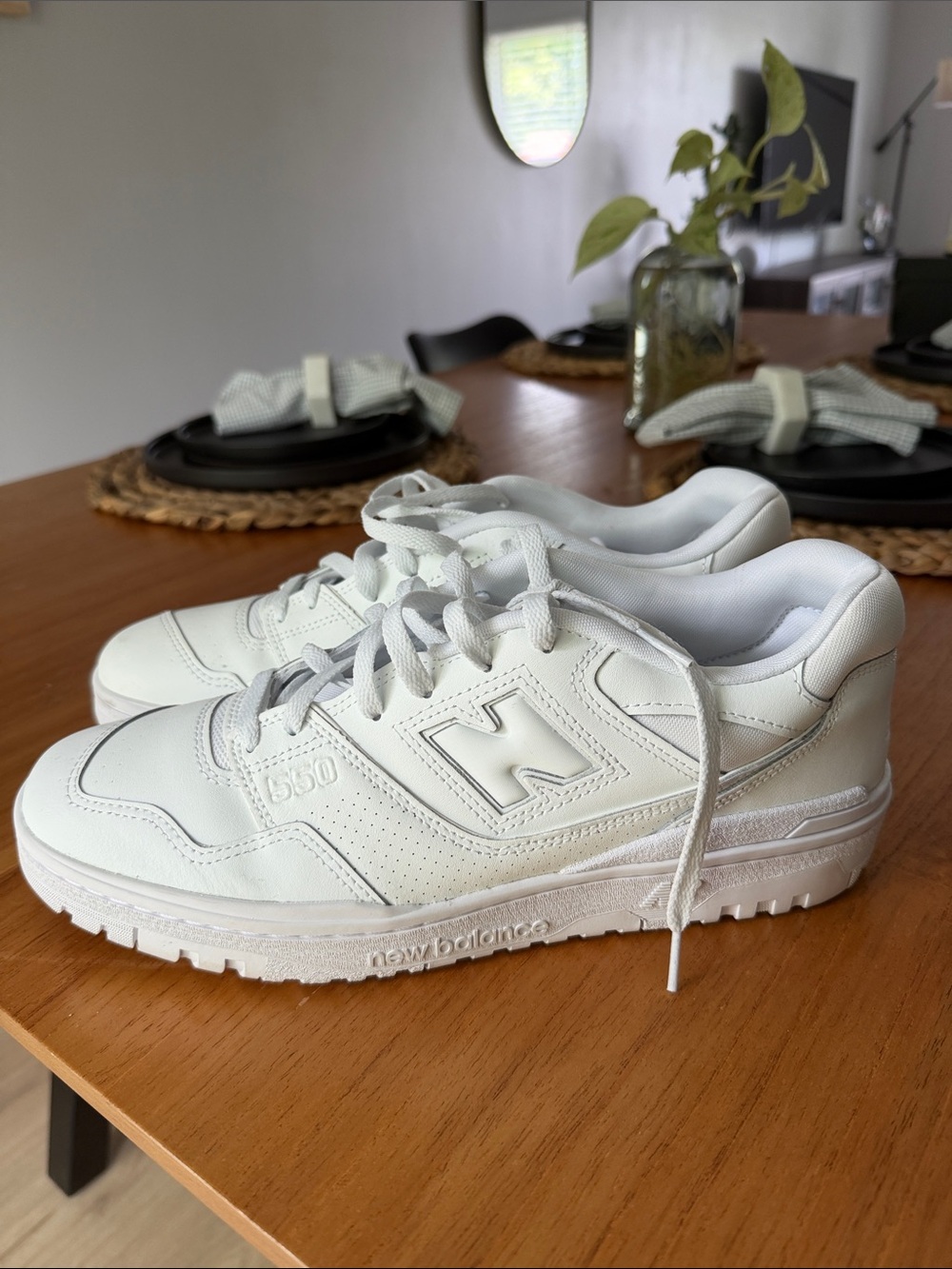 New Balance 550 White Leather Low-Top Sneakers